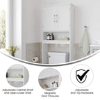 Meuble de rangement gris moderne à placer au-dessus des toilettes, avec 2 étagères et portes