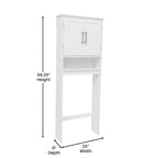 Meuble de rangement gris moderne à placer au-dessus des toilettes, avec 2 étagères et portes