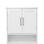 Meuble de rangement gris moderne à placer au-dessus des toilettes, avec 2 étagères et portes