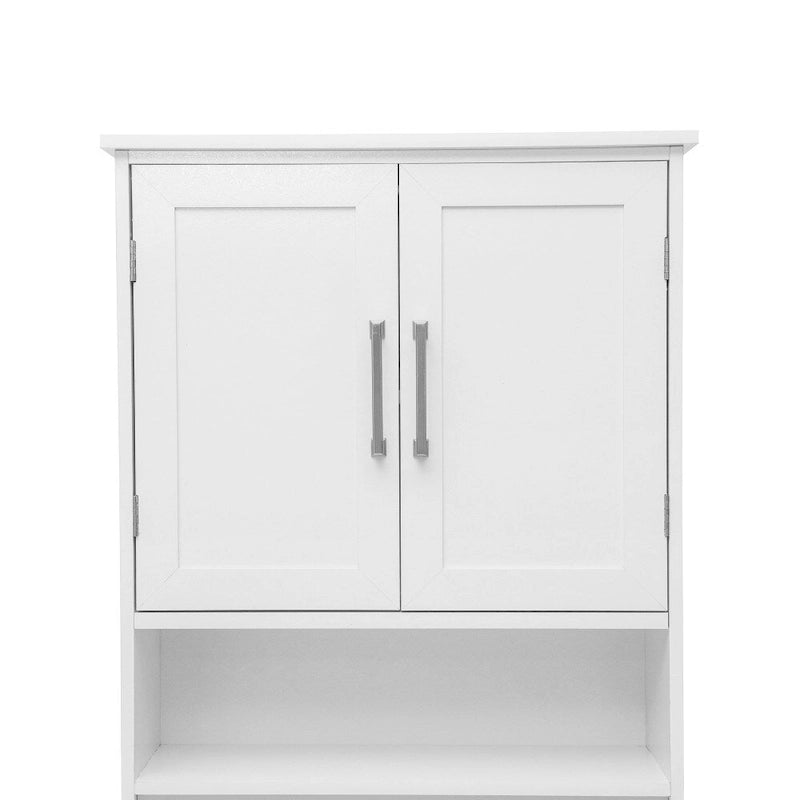 Meuble de rangement gris moderne à placer au-dessus des toilettes, avec 2 étagères et portes
