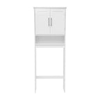 Meuble de rangement gris moderne à placer au-dessus des toilettes, avec 2 étagères et portes