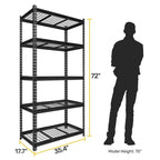Étagère métallique réglable à 5 niveaux, robuste, pour garage ou usage industriel - Non applicable