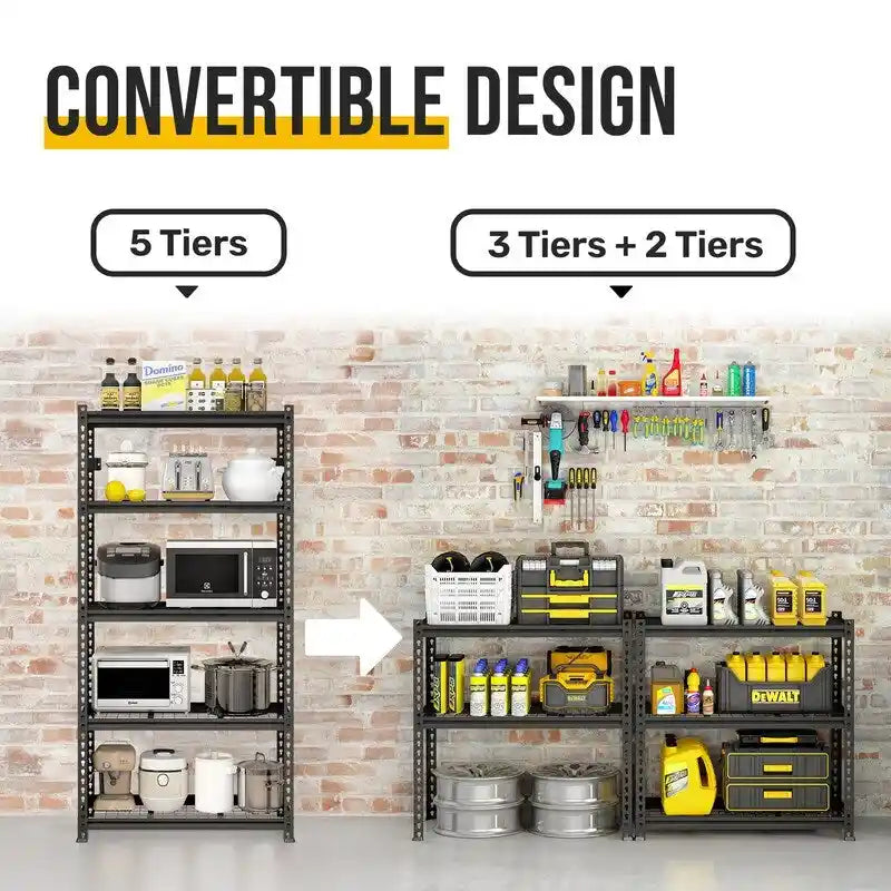 Étagère métallique réglable à 5 niveaux, robuste, pour garage ou usage industriel - Non applicable
