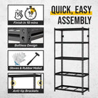 Étagère métallique réglable à 5 niveaux, robuste, pour garage ou usage industriel - Non applicable