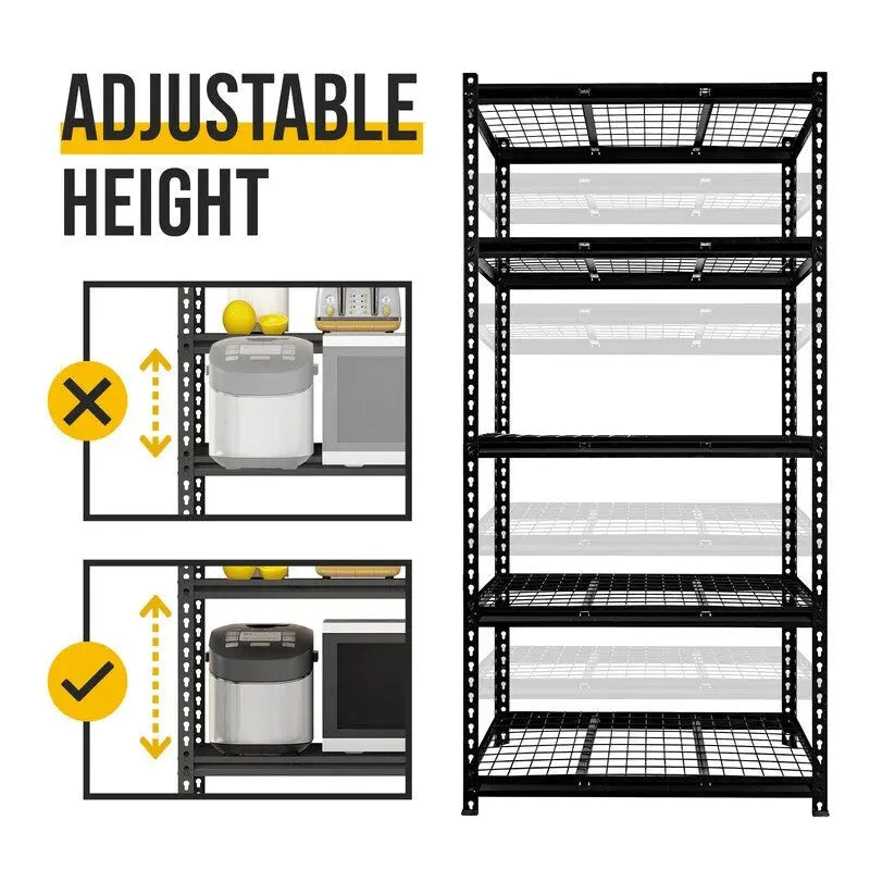 Étagère métallique réglable à 5 niveaux, robuste, pour garage ou usage industriel - Non applicable