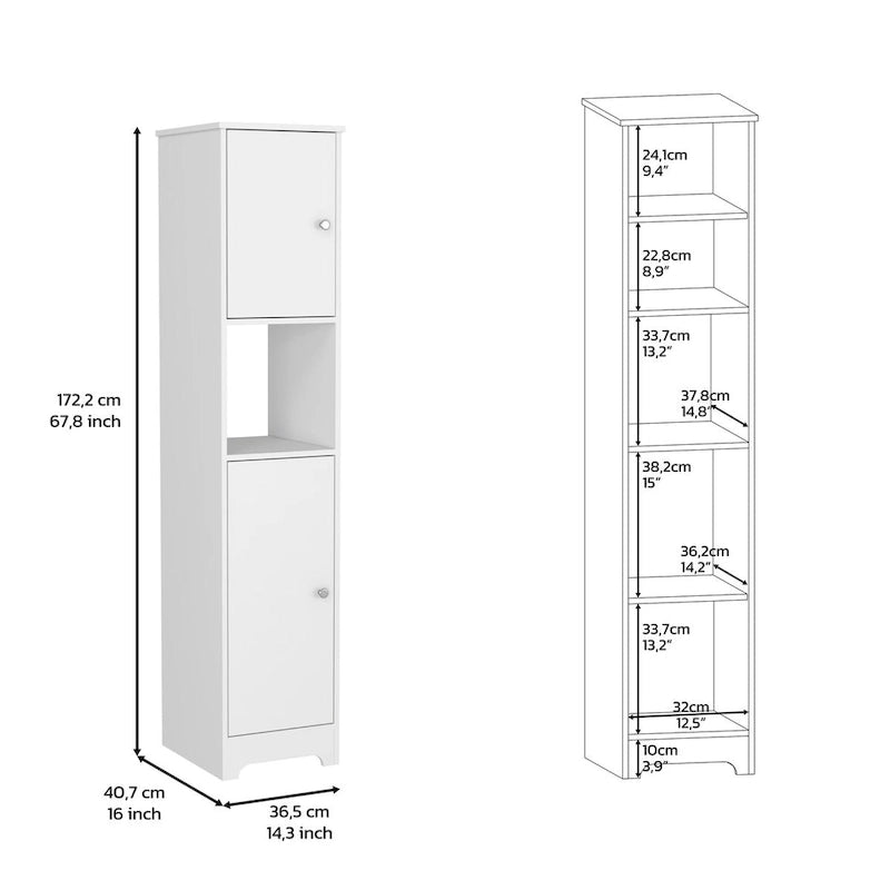 Armoire à linge Albany, quatre étagères intérieures, finition chêne clair, haute qualité et durable