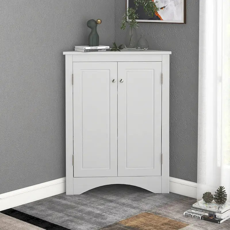 Meuble de rangement triangulaire pour salle de bain avec étagères réglables, meuble sur pied