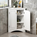 Meuble de rangement triangulaire pour salle de bain avec étagères réglables, meuble sur pied