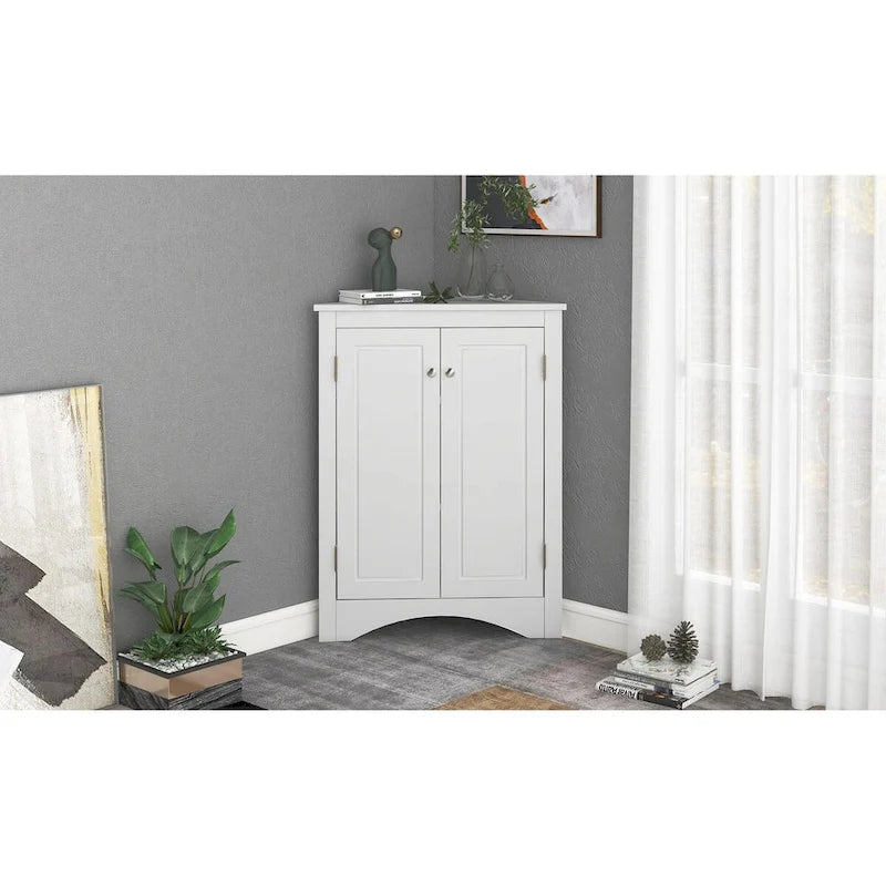 Meuble de rangement triangulaire pour salle de bain avec étagères réglables, meuble sur pied