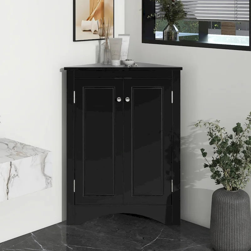 Meuble de rangement triangulaire pour salle de bain avec étagères réglables, meuble sur pied