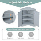 Meuble de rangement triangulaire pour salle de bain avec étagères réglables, meuble sur pied
