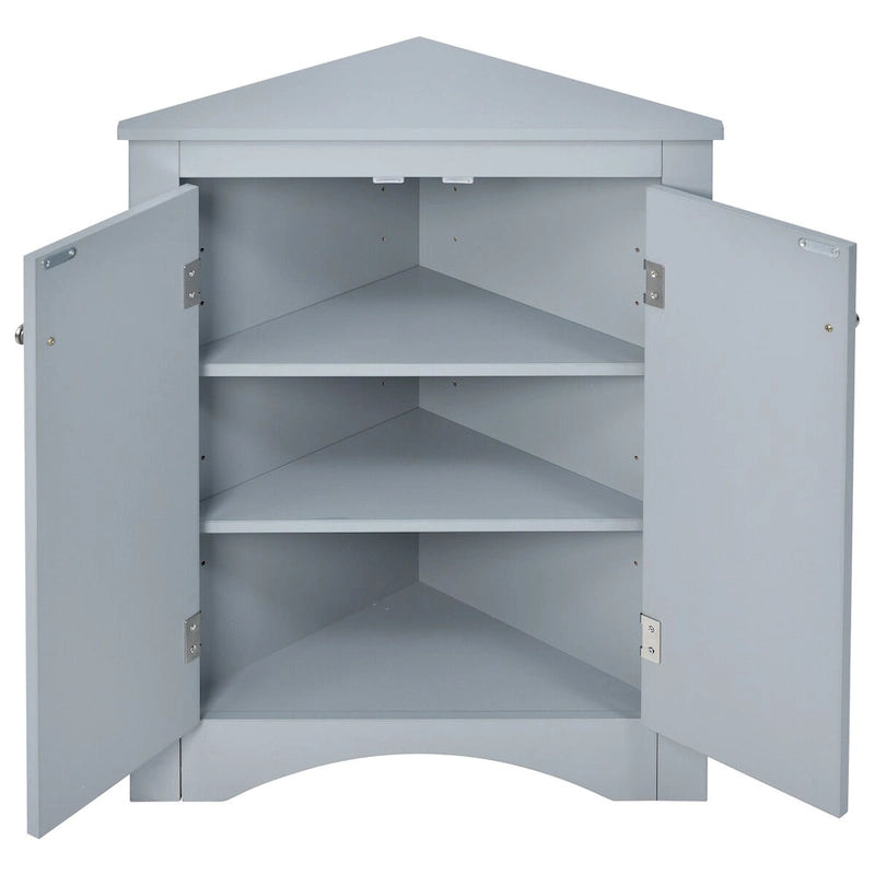 Meuble de rangement triangulaire pour salle de bain avec étagères réglables, meuble sur pied