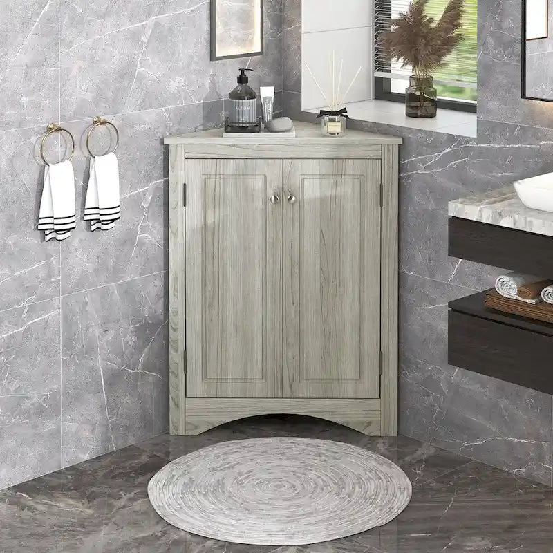 Meuble de rangement triangulaire pour salle de bain avec étagères réglables, meuble sur pied