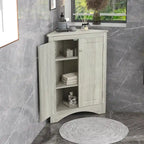 Meuble de rangement triangulaire pour salle de bain avec étagères réglables, meuble sur pied