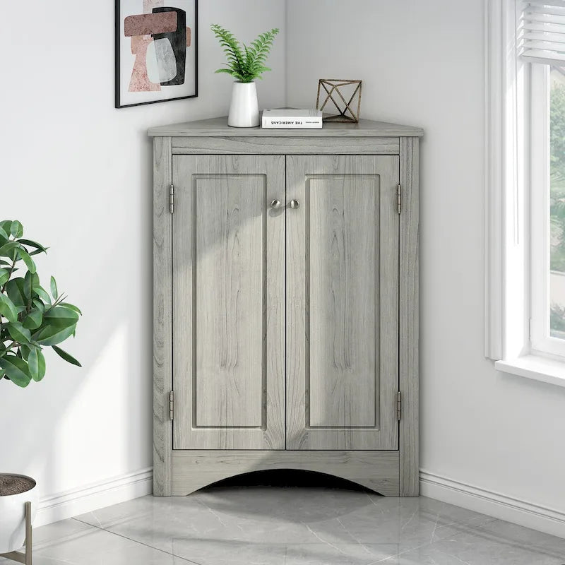 Meuble de rangement triangulaire pour salle de bain avec étagères réglables, meuble sur pied