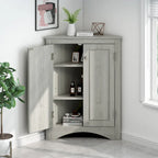 Meuble de rangement triangulaire pour salle de bain avec étagères réglables, meuble sur pied