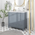 Meuble-lavabo moderne de 91 cm (36 pouces) avec port USB et plan de travail en résine.