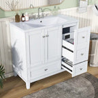 Meuble-lavabo moderne de 91 cm (36 pouces) avec port USB et plan de travail en résine.