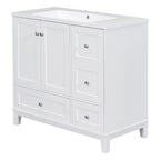 Meuble-lavabo moderne de 91 cm (36 pouces) avec port USB et plan de travail en résine.