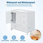 Meuble-lavabo moderne de 91 cm (36 pouces) avec port USB et plan de travail en résine.