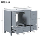 Meuble-lavabo moderne de 91 cm (36 pouces) avec port USB et plan de travail en résine.
