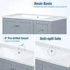 Meuble-lavabo moderne de 91 cm (36 pouces) avec port USB et plan de travail en résine.