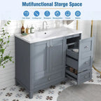 Meuble-lavabo moderne de 91 cm (36 pouces) avec port USB et plan de travail en résine.