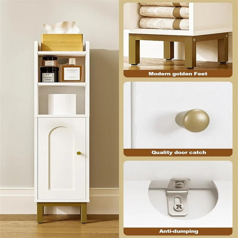 Meuble de rangement d'angle pour salle de bain, petit modèle avec porte et étagères - 20 cm (P) x 20 cm (L) x 83 cm (H)