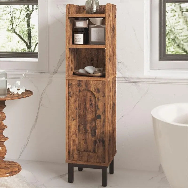 Meuble de rangement d'angle pour salle de bain, petit modèle avec porte et étagères - 20 cm (P) x 20 cm (L) x 83 cm (H)