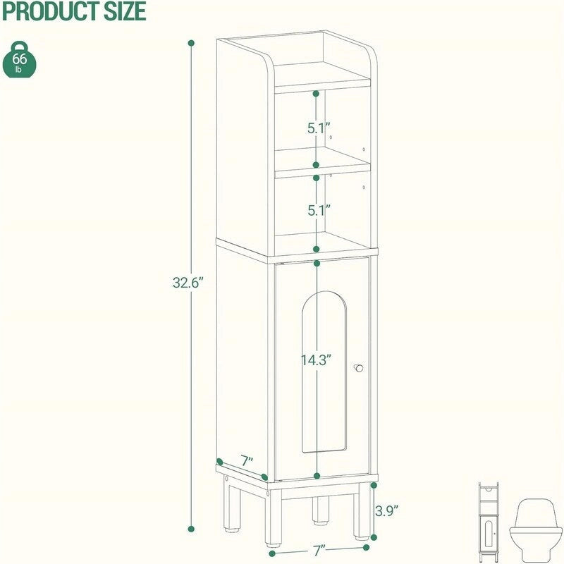 Meuble de rangement d'angle pour salle de bain, petit modèle avec porte et étagères - 20 cm (P) x 20 cm (L) x 83 cm (H)