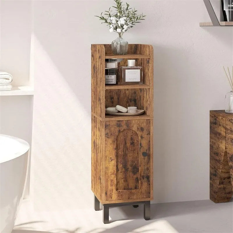 Meuble de rangement d'angle pour salle de bain, petit modèle avec porte et étagères - 20 cm (P) x 20 cm (L) x 83 cm (H)