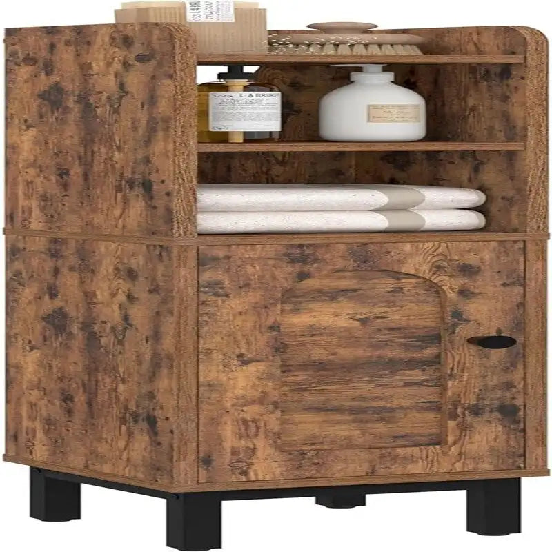 Meuble de rangement d'angle pour salle de bain, petit modèle avec porte et étagères - 20 cm (P) x 20 cm (L) x 83 cm (H)