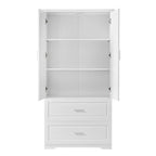 Meuble de rangement de salle de bain de 63 cm de haut, avec deux portes et tiroirs, étagère réglable, panneaux MDF, blanc