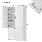 Meuble de rangement de salle de bain de 63 cm de haut, avec deux portes et tiroirs, étagère réglable, panneaux MDF, blanc