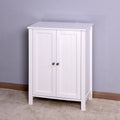 Armoire de rangement au sol pour salle de bain avec double porte et étagère réglable, blanche