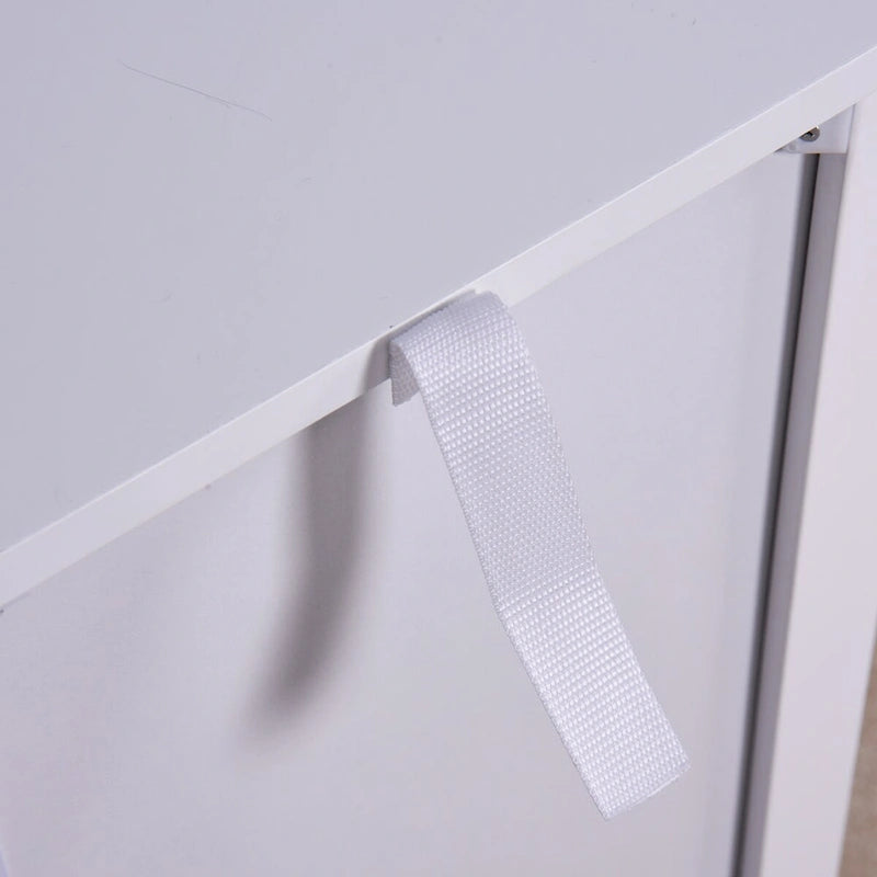 Armoire de rangement au sol pour salle de bain avec double porte et étagère réglable, blanche