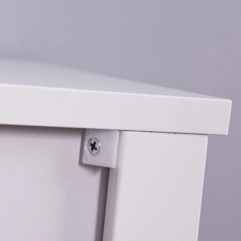 Armoire de rangement au sol pour salle de bain avec double porte et étagère réglable, blanche