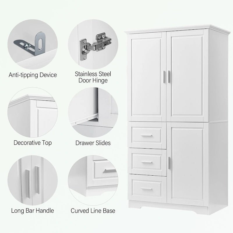 Armoire de rangement de salle de bain avec portes