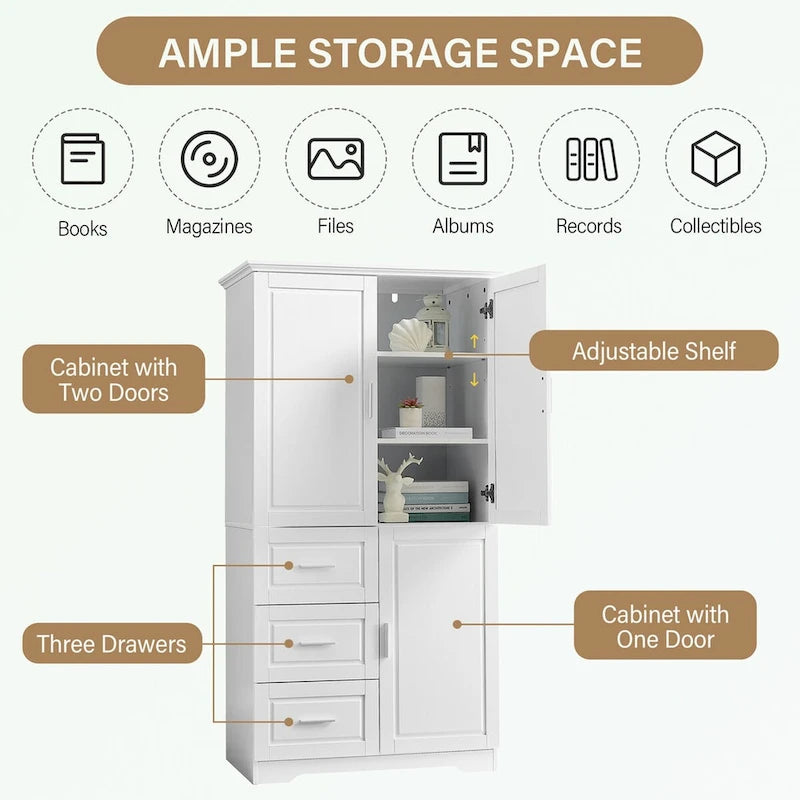 Armoire de rangement de salle de bain avec portes