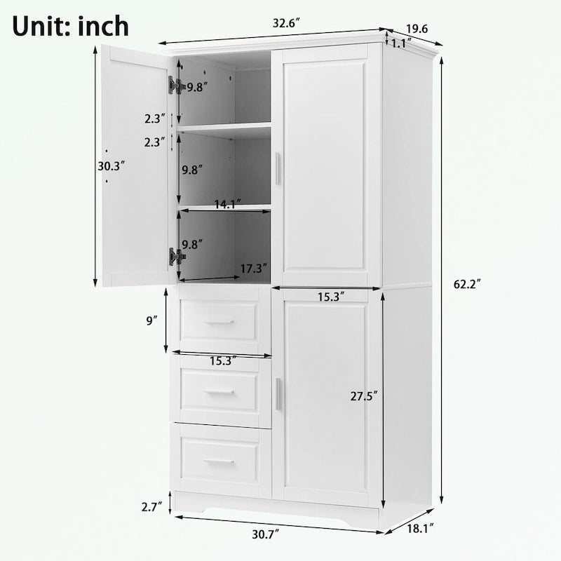 Armoire de rangement de salle de bain avec portes