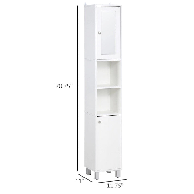 Armoire de rangement haute pour salle de bain avec miroir, armoire colonne autoportante