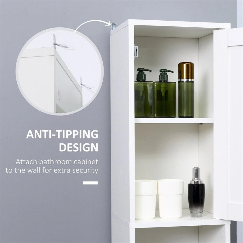 Armoire de rangement haute pour salle de bain avec miroir, armoire colonne autoportante