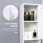 Armoire de rangement haute pour salle de bain avec miroir, armoire colonne autoportante