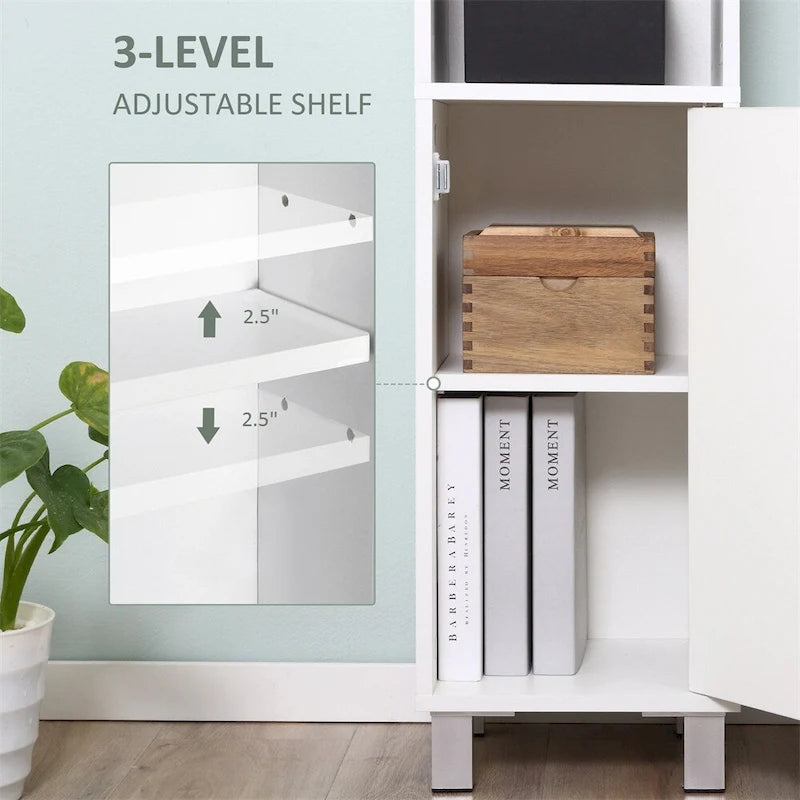 Armoire de rangement haute pour salle de bain avec miroir, armoire colonne autoportante