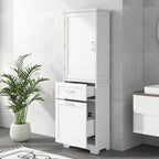 13 in. W x 20 in. D x 68.1 in. H Linen Cabinet with Two Different Size Drawers and Adjustable Shelf