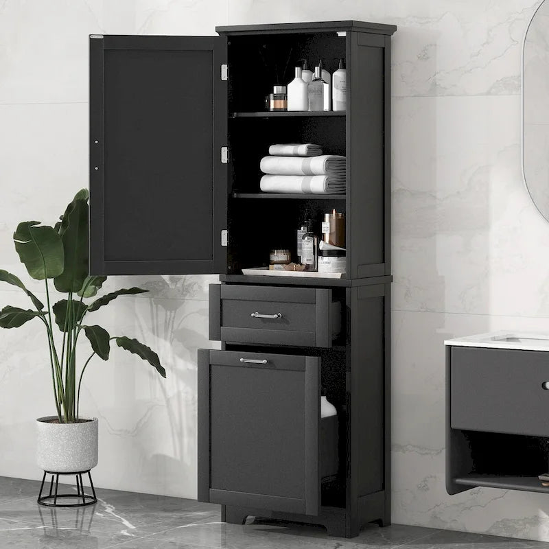 Armoire à linge de 33 cm (L) x 51 cm (P) x 173 cm (H) avec deux tiroirs de tailles différentes et une étagère réglable