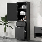 Armoire à linge de 33 cm (L) x 51 cm (P) x 173 cm (H) avec deux tiroirs de tailles différentes et une étagère réglable
