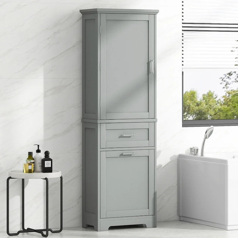 Armoire à linge de 33 cm (L) x 51 cm (P) x 173 cm (H) avec deux tiroirs de tailles différentes et une étagère réglable