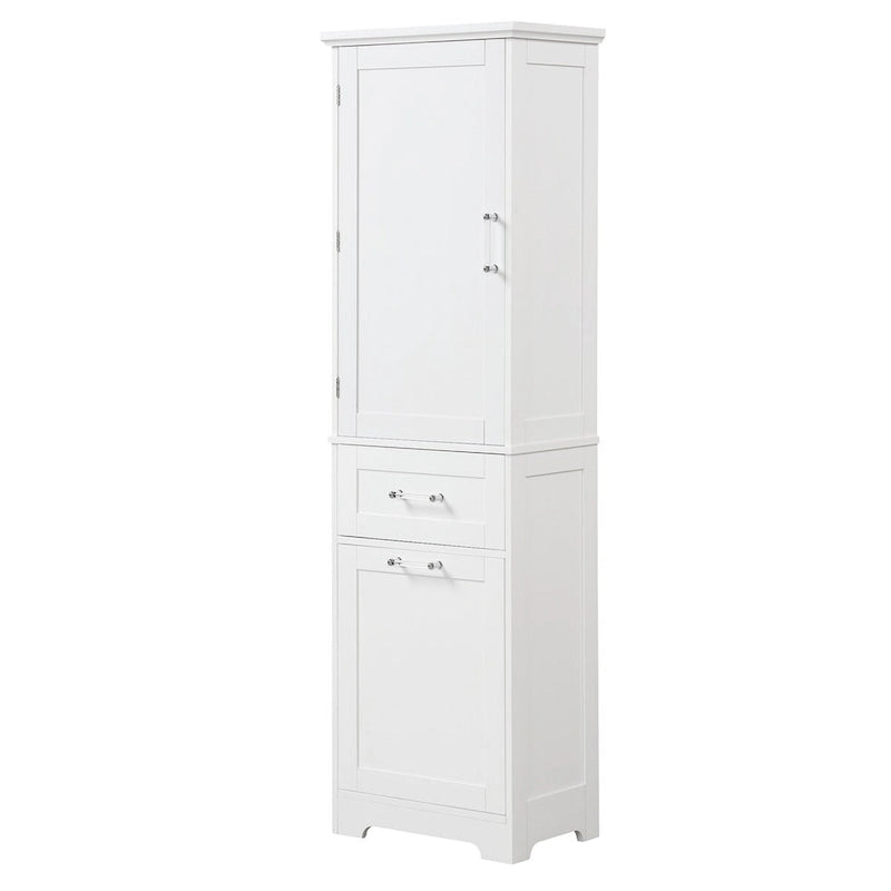 Armoire à linge de 33 cm (L) x 51 cm (P) x 173 cm (H) avec deux tiroirs de tailles différentes et une étagère réglable