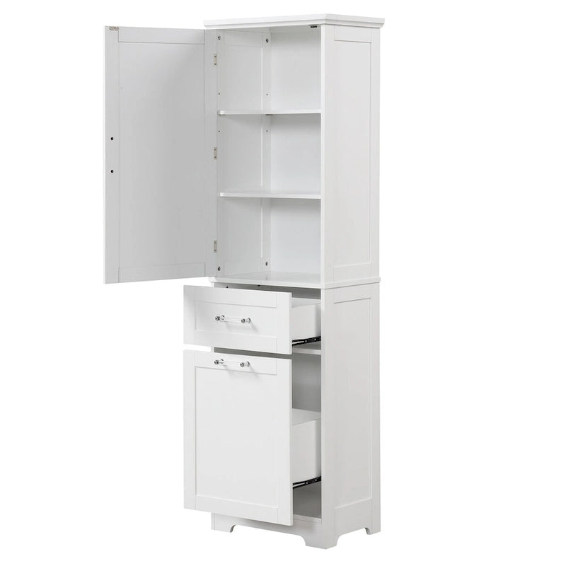 Armoire à linge de 33 cm (L) x 51 cm (P) x 173 cm (H) avec deux tiroirs de tailles différentes et une étagère réglable